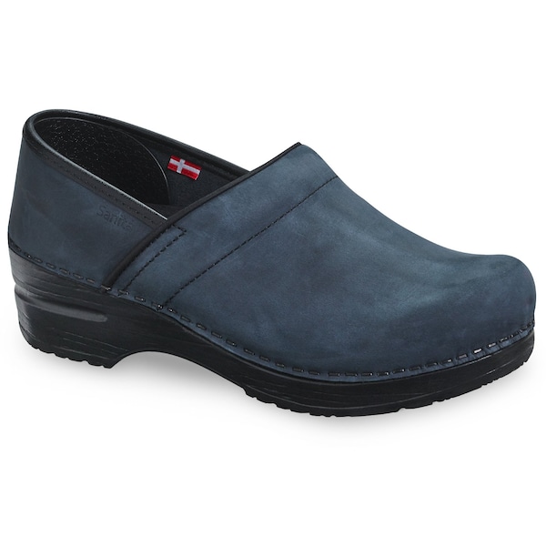 Men's Closed Back Clog, Smooth Oiled leather Upper, Polyurethane Outsole, Ink, Size 13.5-14 M